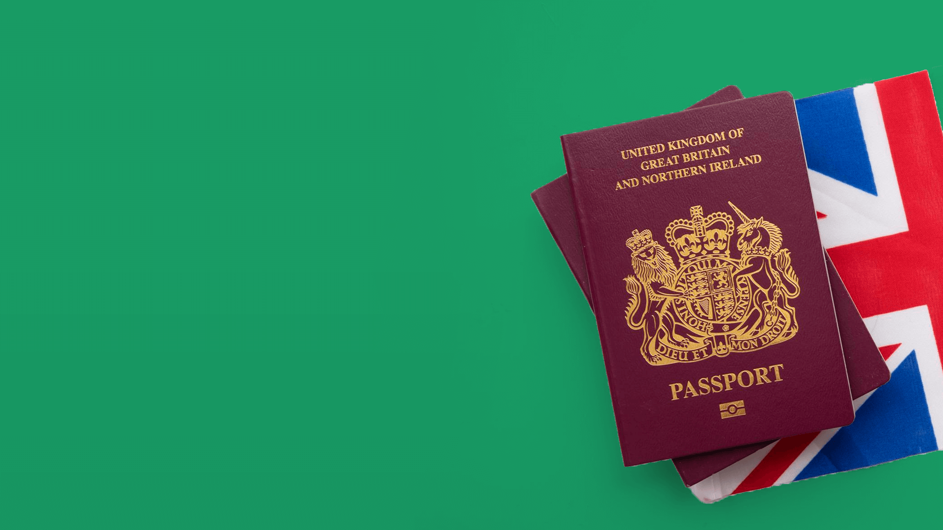 UK Passport on UK flag